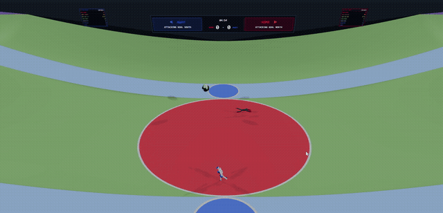 In-game footage demonstrating ball gravity drop into the valley basin and athletic horizontal dive save